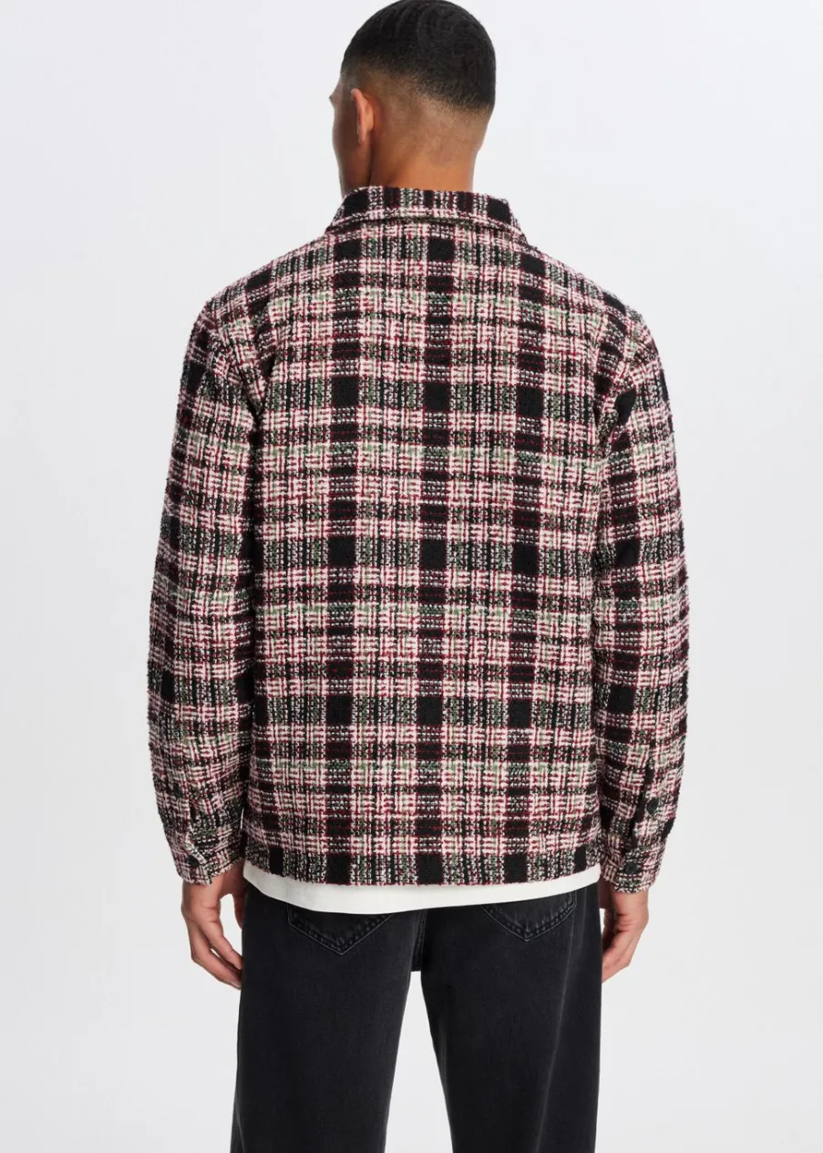 The Sting Bouclé overshirt met ruiten<Heren Overshirts