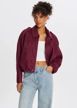 The Sting Cropped suedine bomberjack<DAMES Jassen