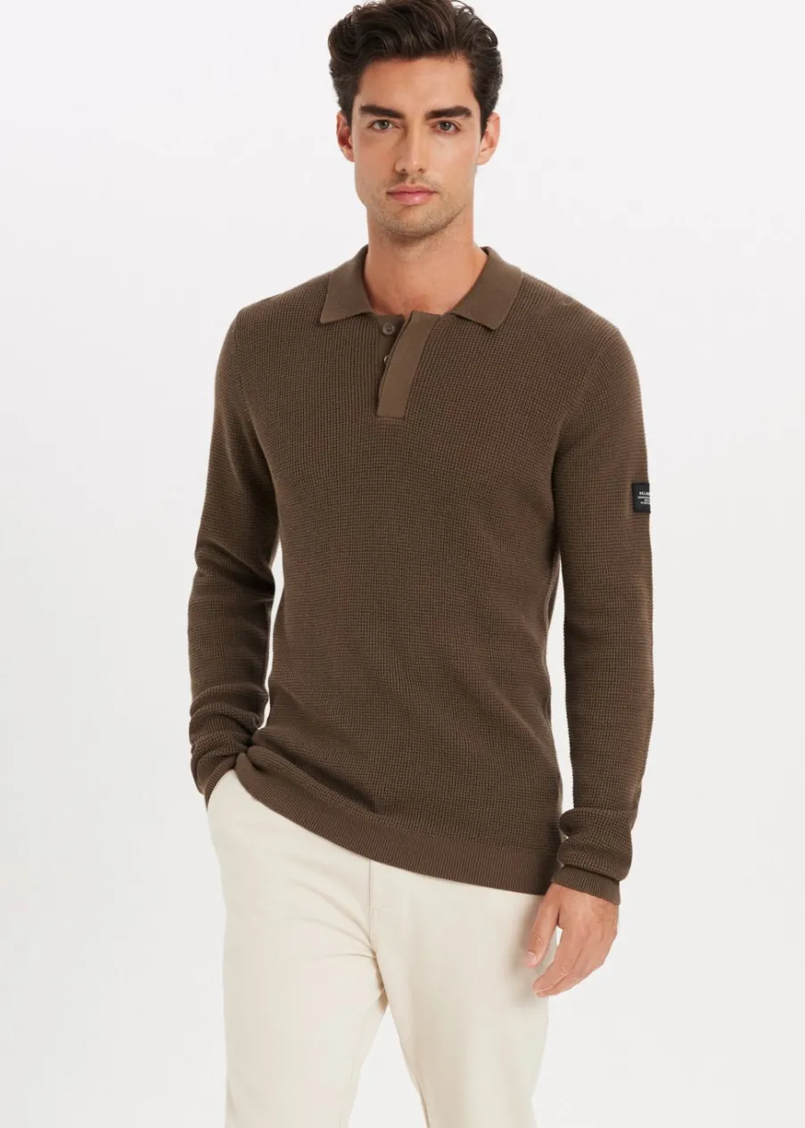 The Sting Gebreide polo met logo<Heren Polo's|Truien En Vesten