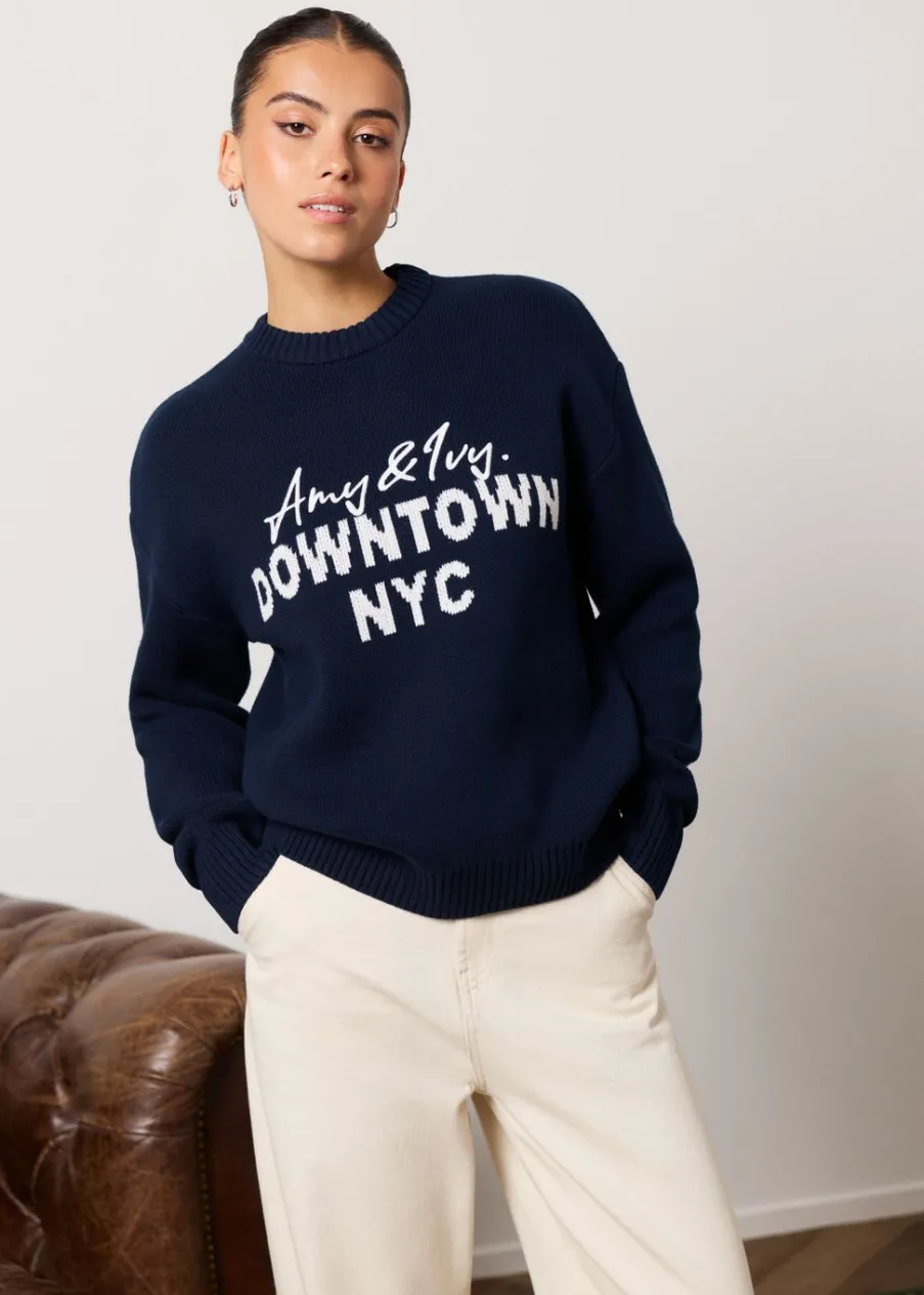 The Sting Gebreide trui met tekst design<DAMES Truien En Vesten