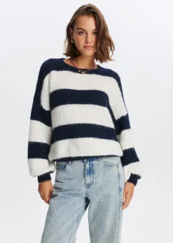 The Sting Gestreepte harige trui<DAMES Truien En Vesten