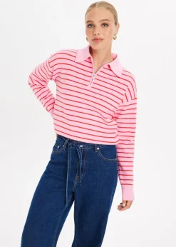 The Sting Gestreepte trui met half zip<DAMES Truien En Vesten