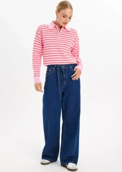 The Sting Gestreepte trui met half zip<DAMES Truien En Vesten