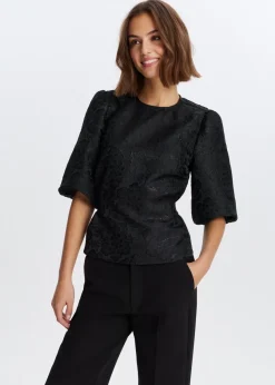 The Sting Jacquard top met strik<DAMES Tops