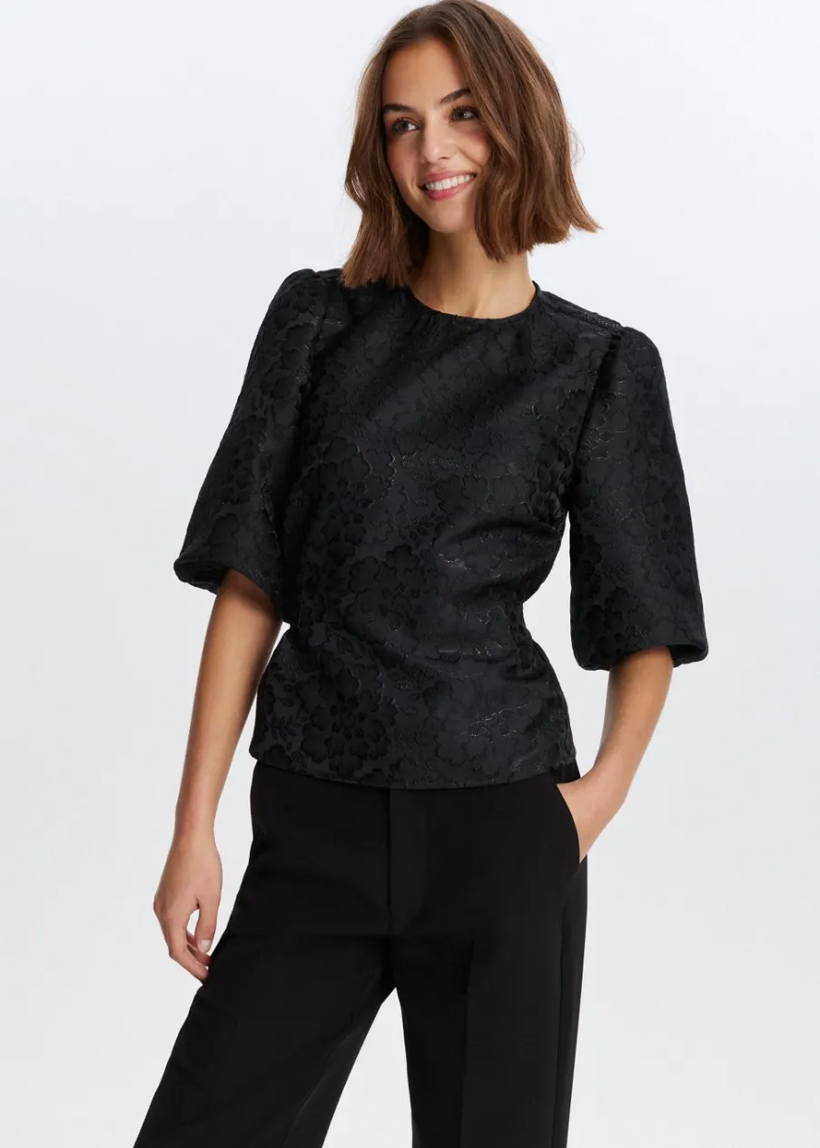The Sting Jacquard top met strik<DAMES Tops