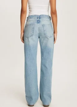 The Sting Jeans met geborduurde strikjes<DAMES Jeans