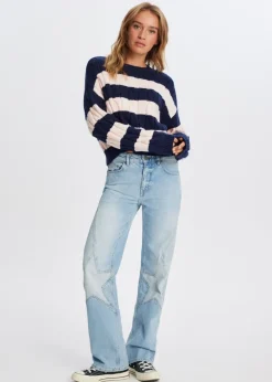 The Sting Kabeltrui met strepen<DAMES Truien En Vesten