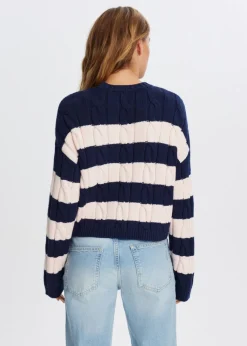 The Sting Kabeltrui met strepen<DAMES Truien En Vesten