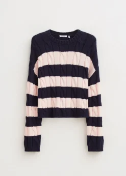 The Sting Kabeltrui met strepen<DAMES Truien En Vesten