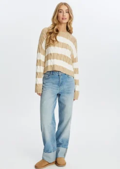 The Sting Kabeltrui met strepen<DAMES Truien En Vesten