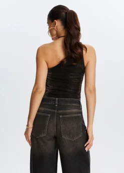 The Sting One shoulder glitter top<DAMES Tops