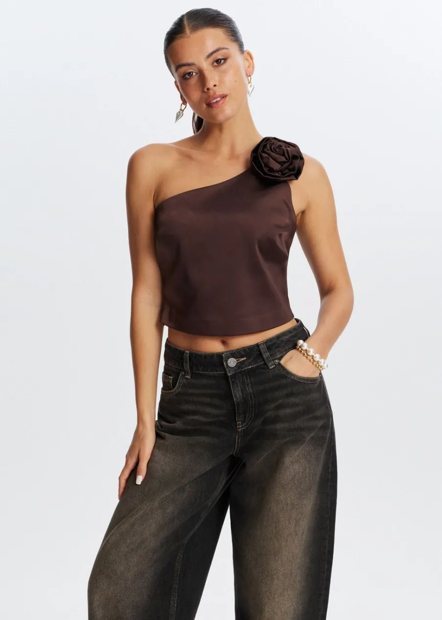 The Sting One shoulder top met roos<DAMES Tops