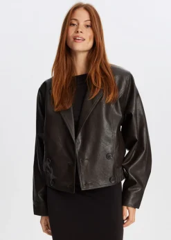 The Sting Oversized imitatieleren jas<DAMES Jassen