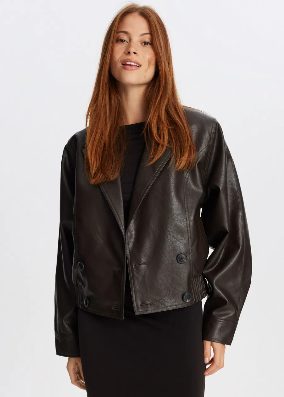 The Sting Oversized imitatieleren jas<DAMES Jassen