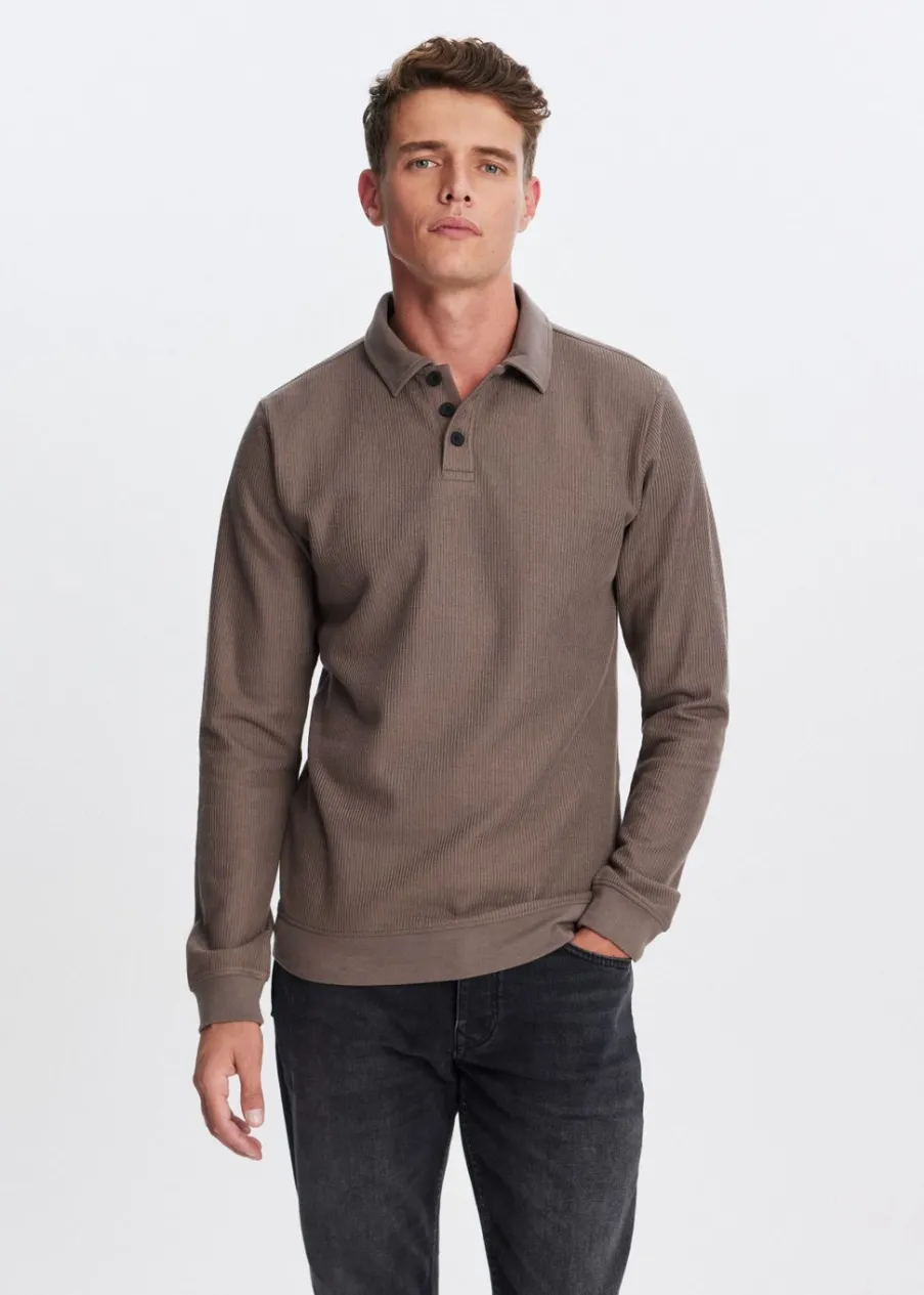 The Sting Polo met rib structuur<Heren Polo's|T-Shirts