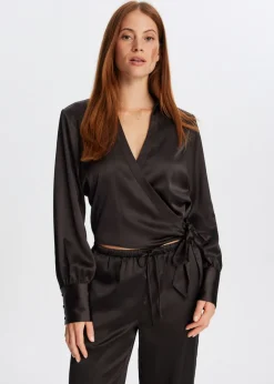 The Sting Satijnen blouse met strik<DAMES Blouses