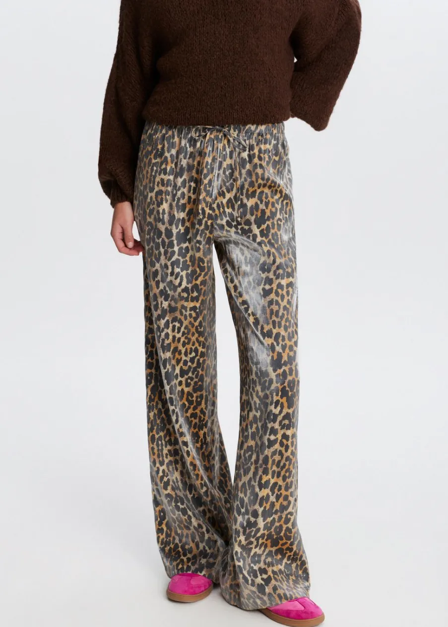 The Sting Satijnen leopard broek<DAMES Broeken