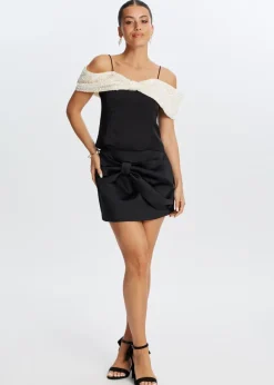 The Sting Satijnen rok met strik<DAMES Rokken