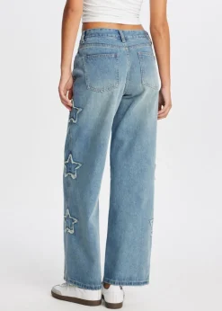 The Sting Straight leg jeans met sterren<DAMES Jeans