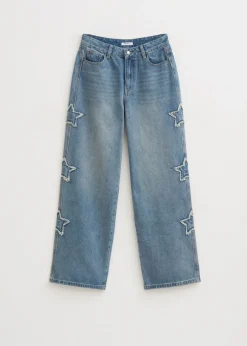 The Sting Straight leg jeans met sterren<DAMES Jeans