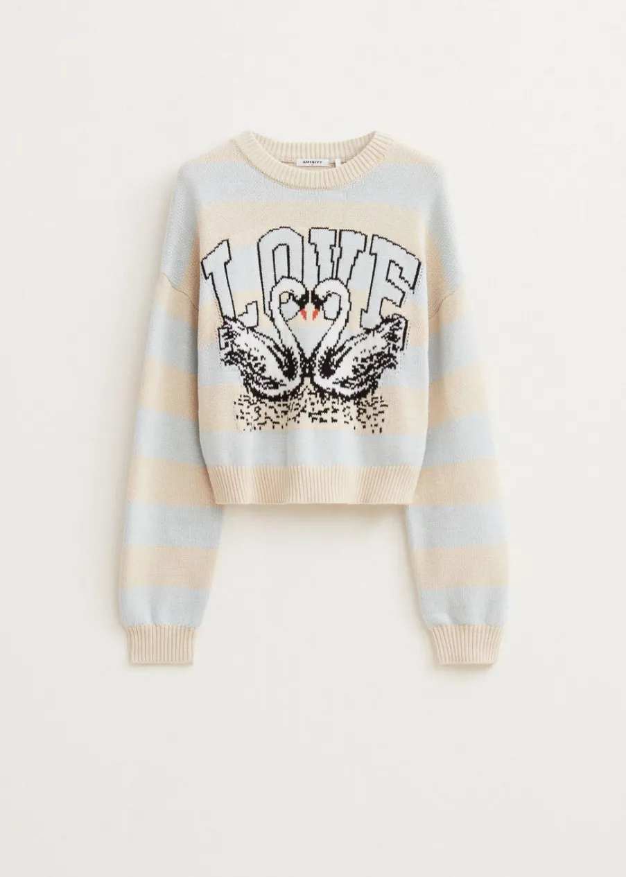 The Sting Trui met zwanenprint<DAMES Truien En Vesten